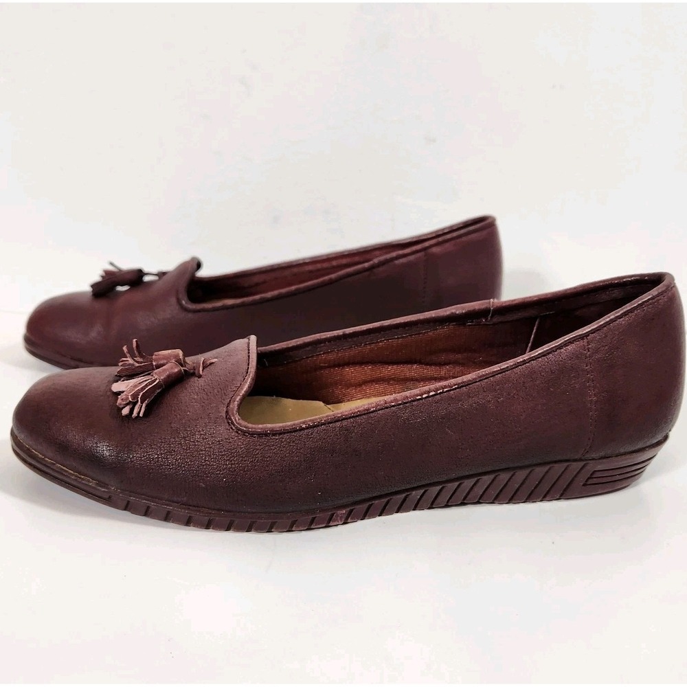 Vintage Valley Lane Burgundy Leather Tassel Loafers Slip On Comfort Shoes Size 7